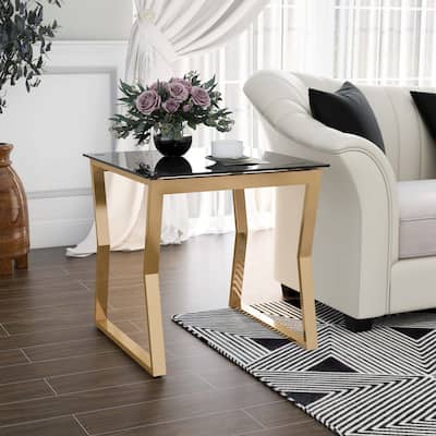 Kiloran Contemporary 24-inch Glass Top Side Table by Furniture of America