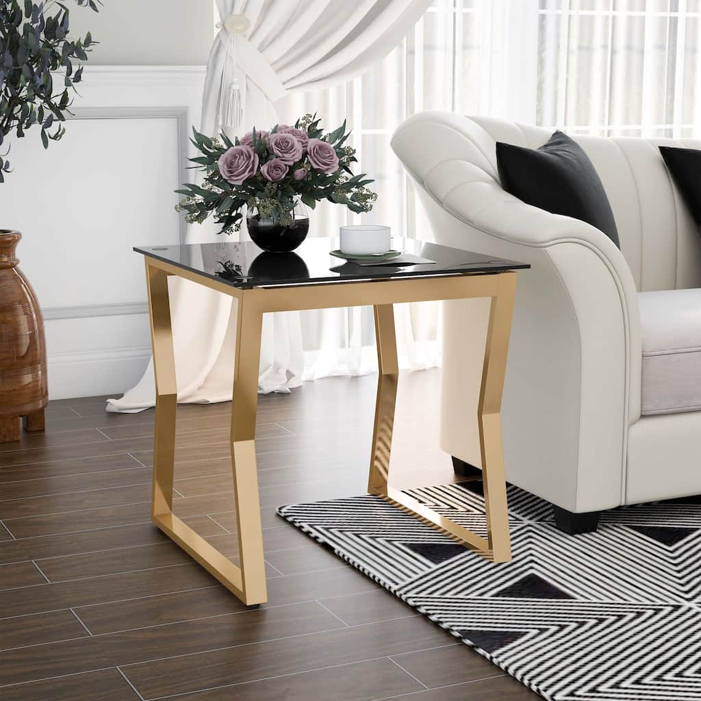 Kiloran Contemporary 24-inch Glass Top Side Table by Furniture of America