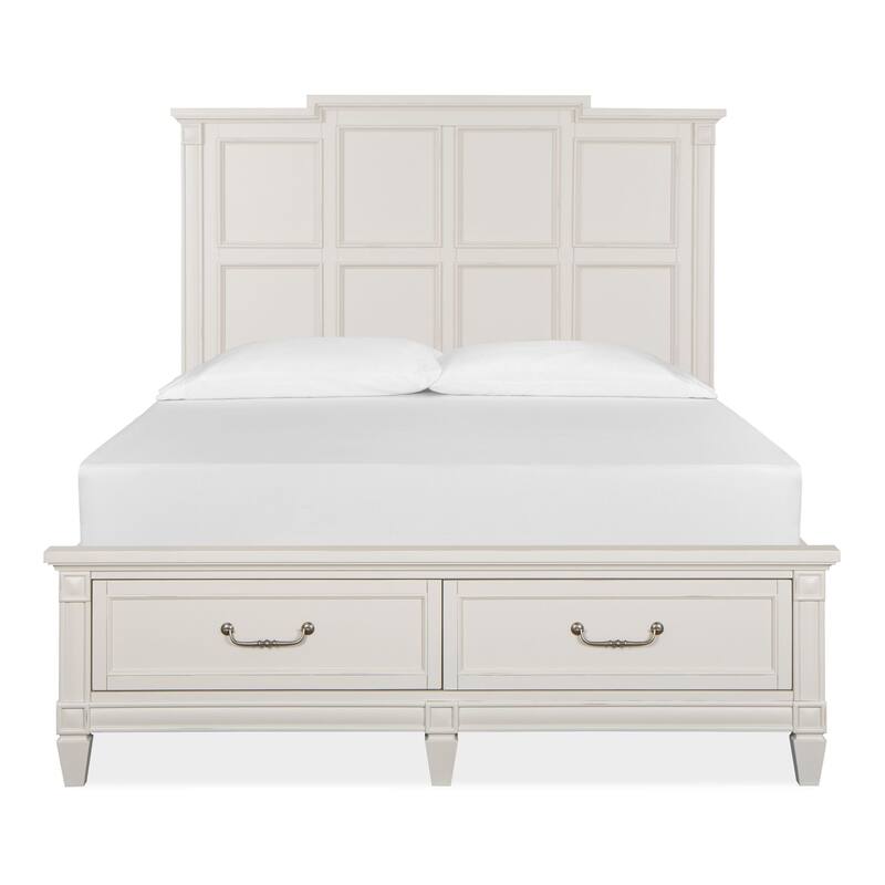 Magnussen Home Willowbrook Egg Shell White With Slight Rub Through Panel Storage Bed