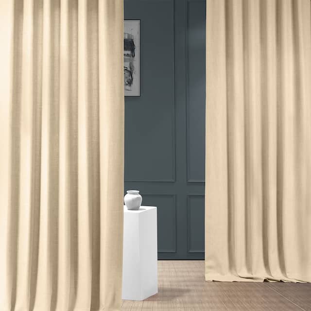 Exclusive Fabrics Italian Faux Linen Curtain (1 Panel) - 50 X 96 - Sepia Beige