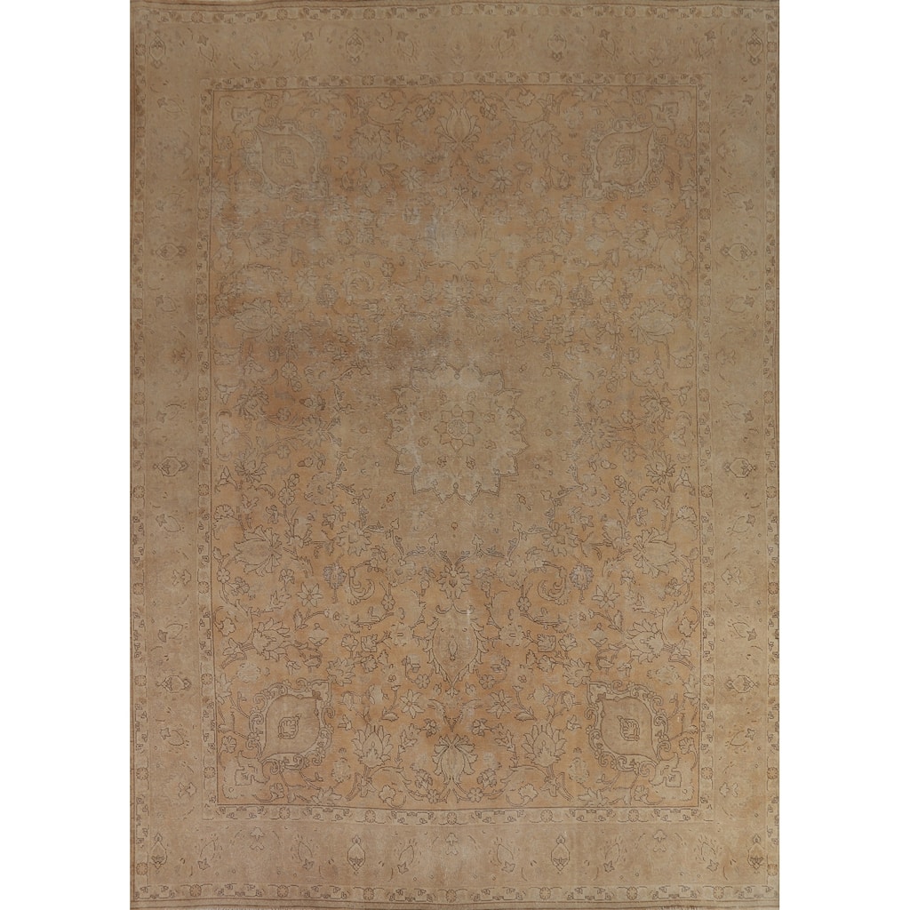 Vintage Floral Tabriz Persian Rug Handmade Traditional Wool Carpet - 9'7" x 12'8"