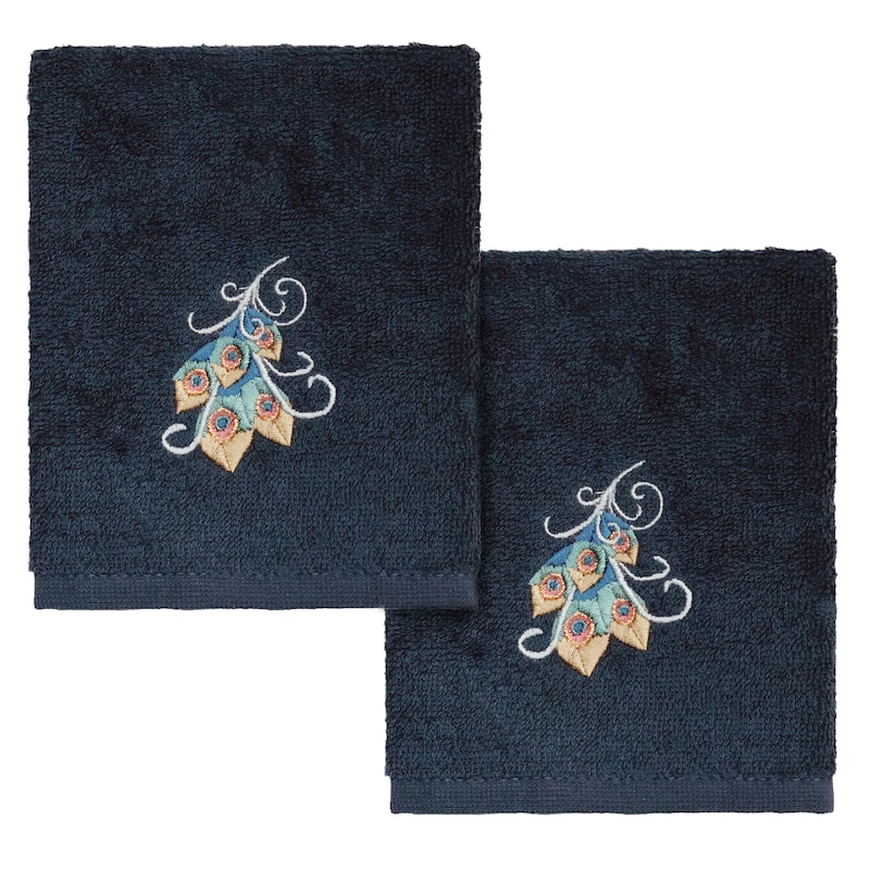 Authentic Hotel and Spa Turkish Cotton Penelope 2PC Washcloth Set - Navy