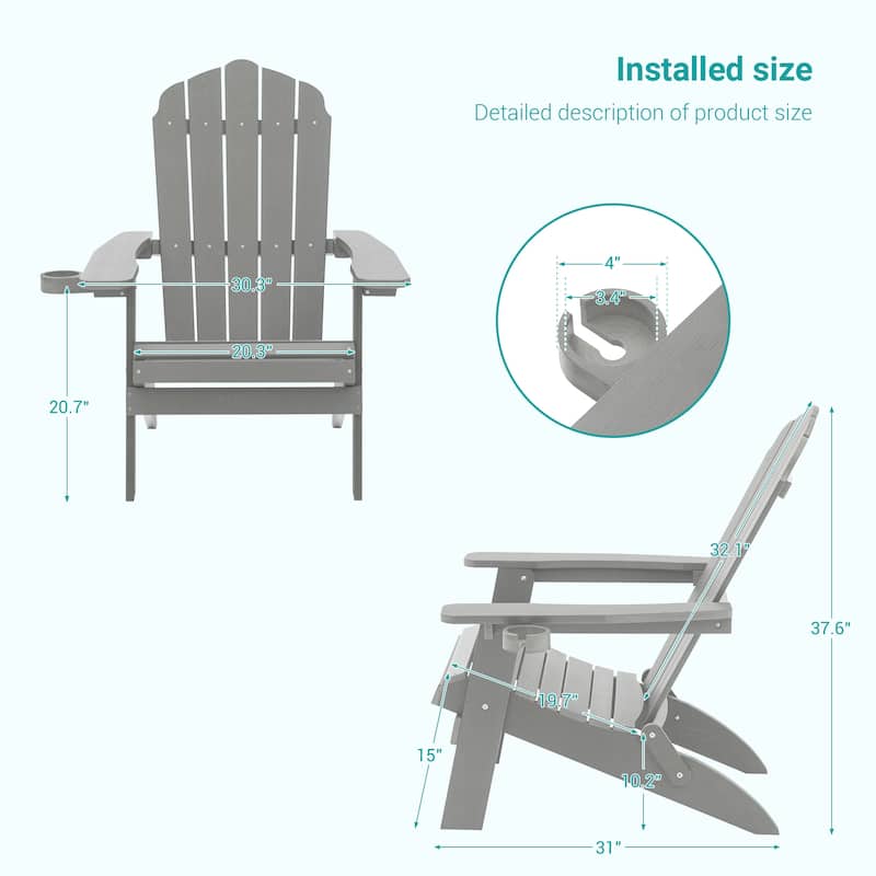 Bonosuki Folding Adirondack Chair Patio Outdoor Plastic Fire Pit Chair