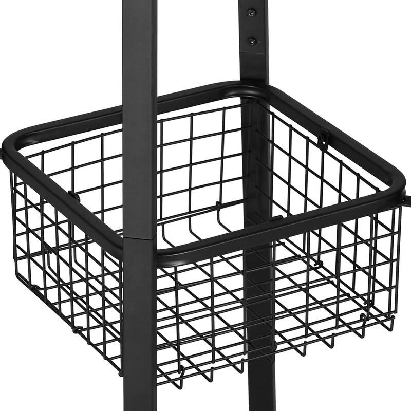 Coat Rack Freestanding,Hall Tree with Metal Basket