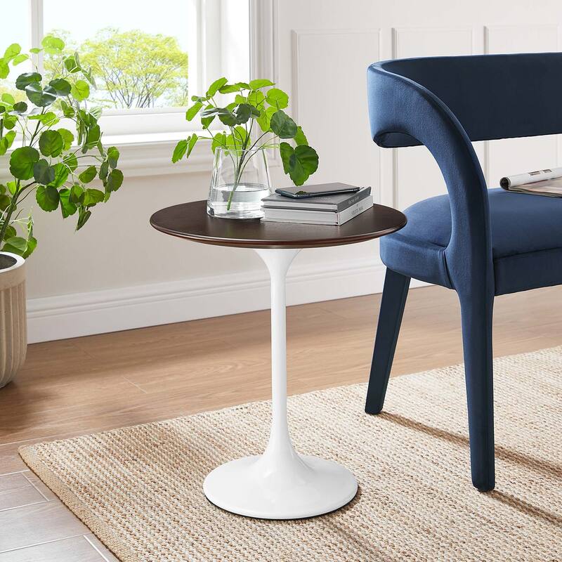 Lippa Round Wood Side Table - White Cherry Walnut