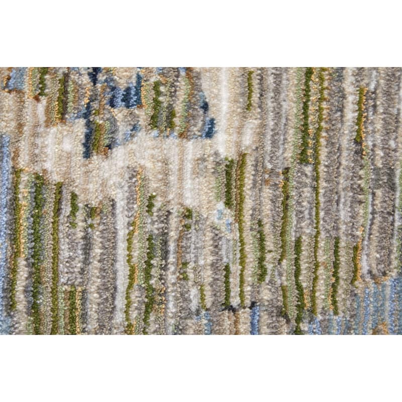 Melrose R39P3 Floral & Botanical Traditional Area Rug - 1'6" x 1'6" Square - Green/Ivory/Blue