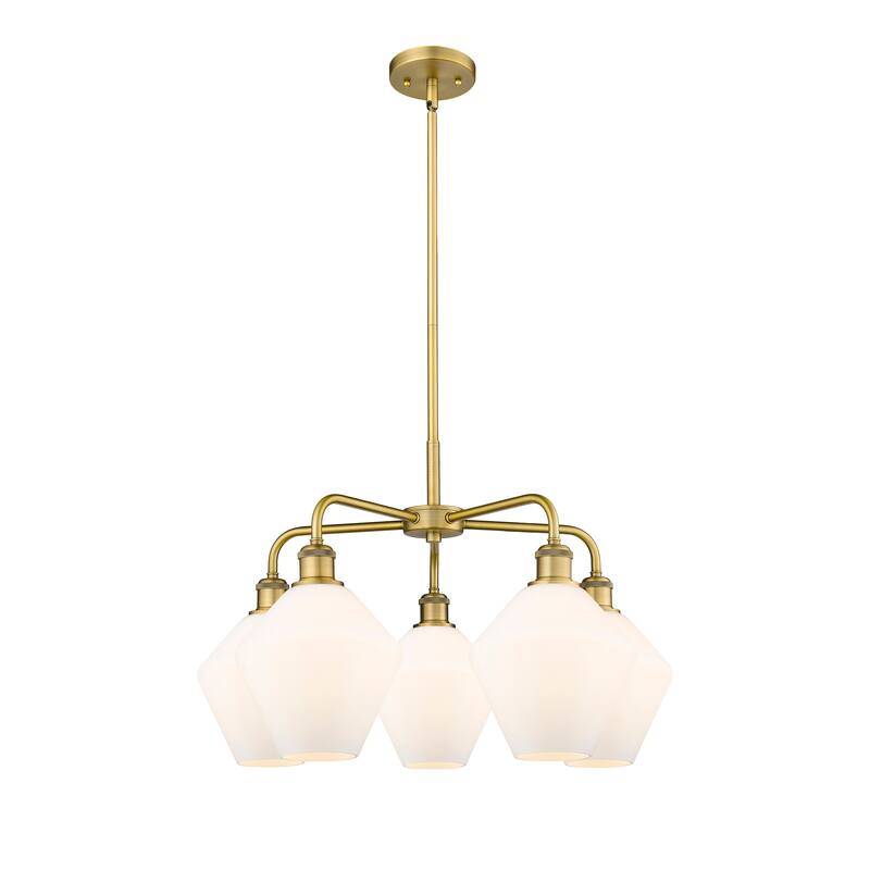 Innovations Lighting Cindyrella - 5 Light 8" Stem Hung Chandelier - Brushed Brass/Matte White