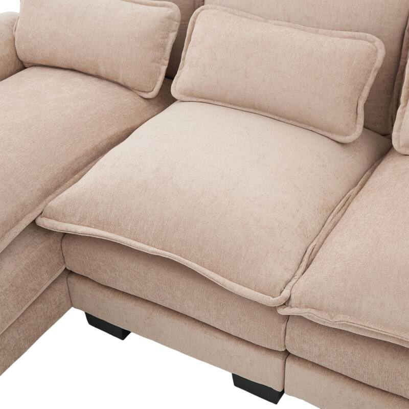 107.87" Modular Chenille Comfy Sectional Cloud Sofa with Double Chaise