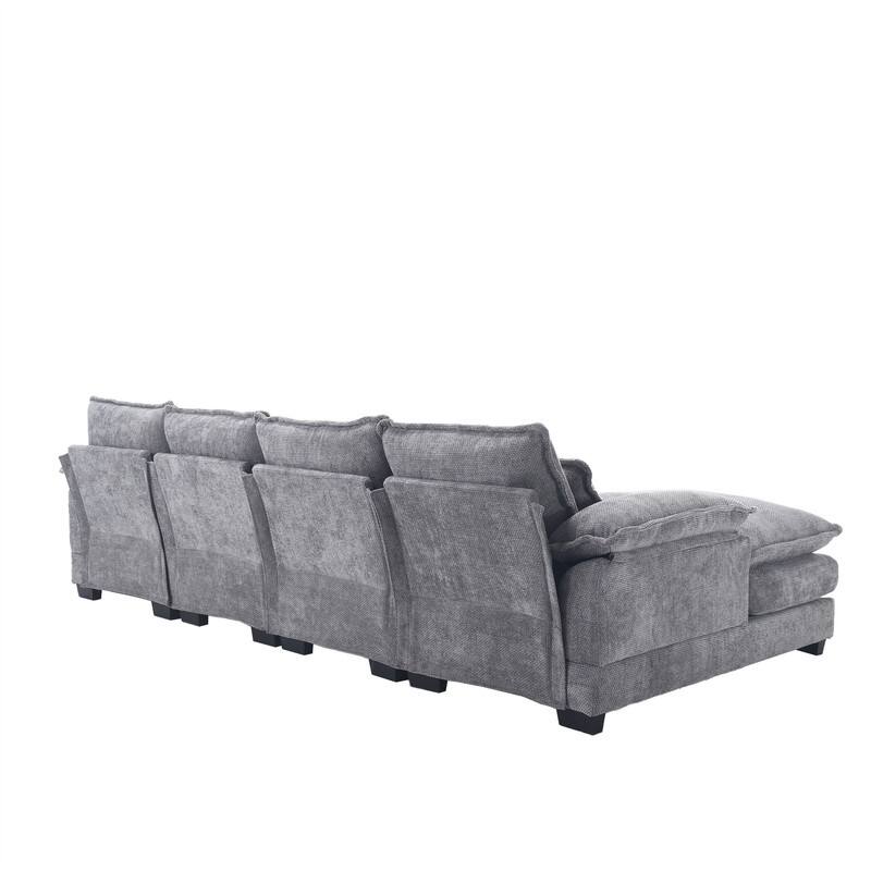 Sectional Sofa Cloud Couch for Living Room, Modern Chenille/Boucle U Shaped Couch, Comfy Modular Sofa Sleeper with Double Chaise