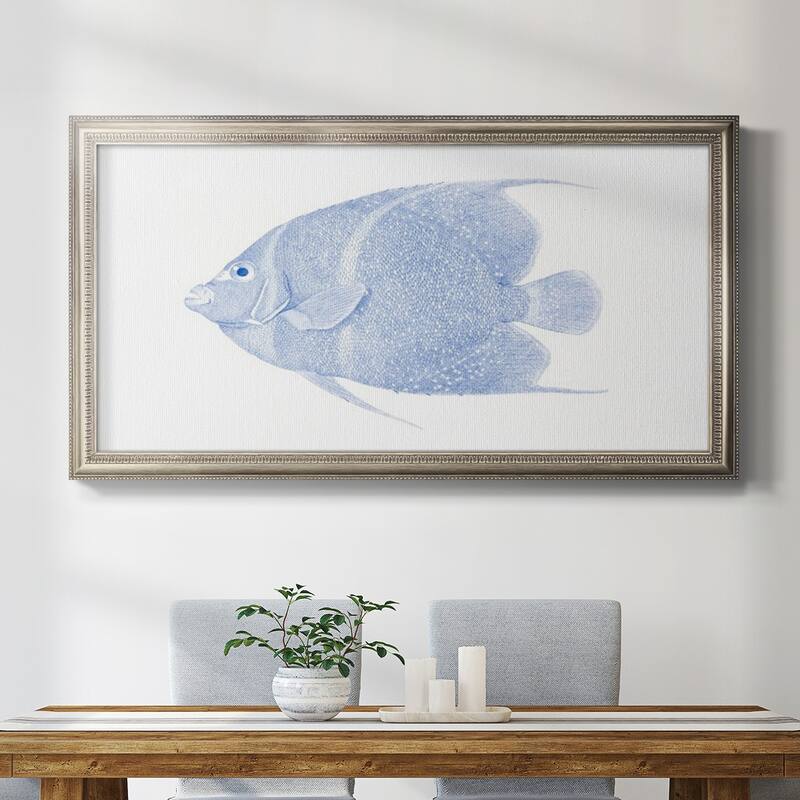 Blue & White Tropical Fish V Premium Framed Canvas- Ready to Hang