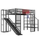 preview thumbnail 4 of 22, Full Size Metl Loft Bed with Open Wardrobe, Slide and Bulit-in Desk, Kids Loft Bedframe with Basketball Hoop and Storage Shelves