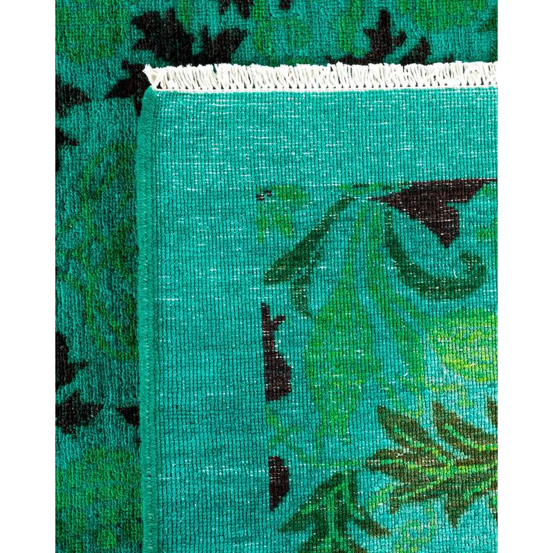 Overton Hand Knotted Wool Vintage Inspired Modern Contemporary Overdyed Green Area Rug - 8' 2" x 10' 0"