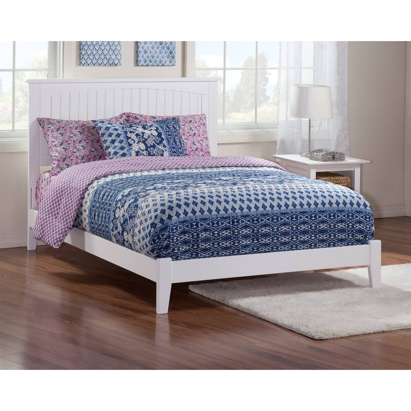 Rustic Revival Low Profile Bed - White Platform Bed Frame - Hardwood & Beadboard Design - 78.75"x40"