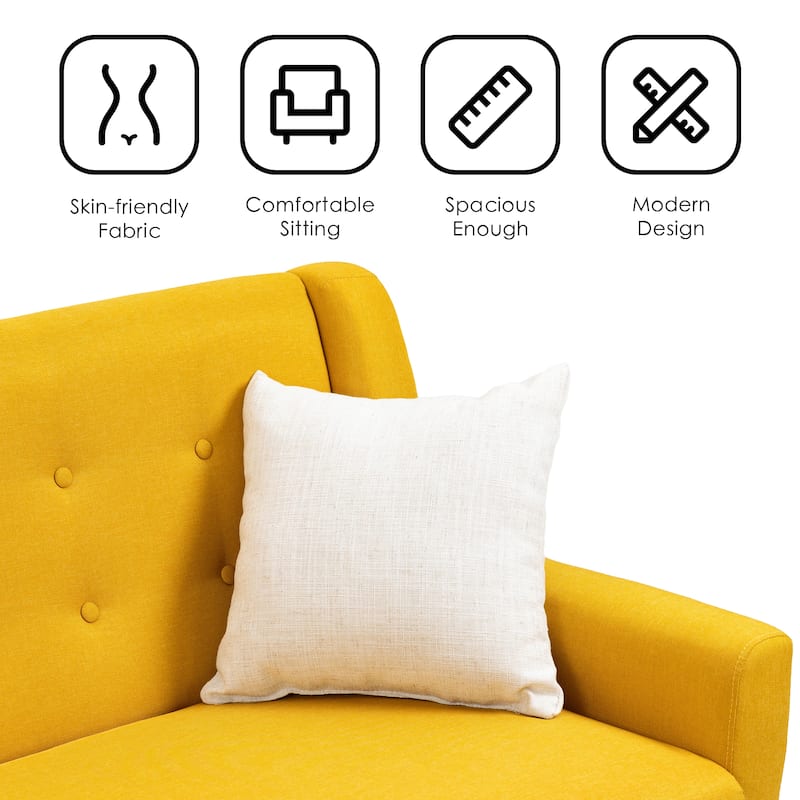 Linen Modern Tufted Loveseat Upholstered Sofa