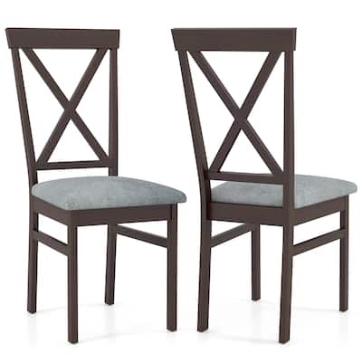 Gymax Modern Dining Chairs Set of 2 w/ Rubber Wood Frame Hollowed