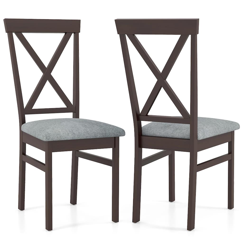 Gymax Modern Dining Chairs Set of 2 w/ Rubber Wood Frame Hollowed