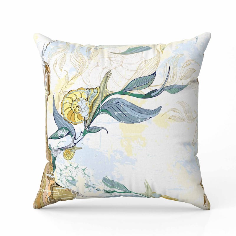 Leaf Lurker Indoor/Outdoor Reversible Throw Pillow Yellow and Blue