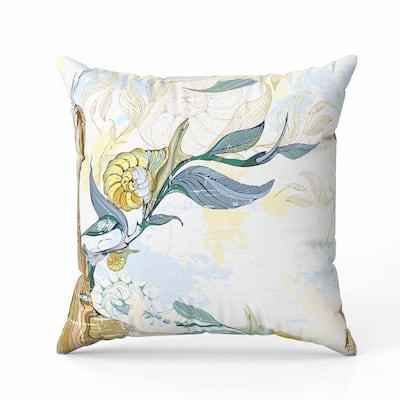 Leaf Lurker Indoor/Outdoor Reversible Throw Pillow Yellow and Blue