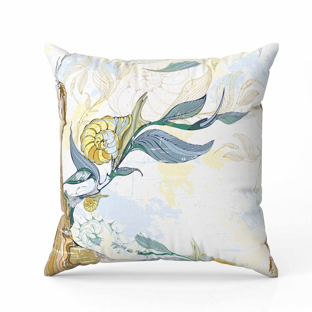 Leaf Lurker Indoor/Outdoor Reversible Throw Pillow Yellow and Blue