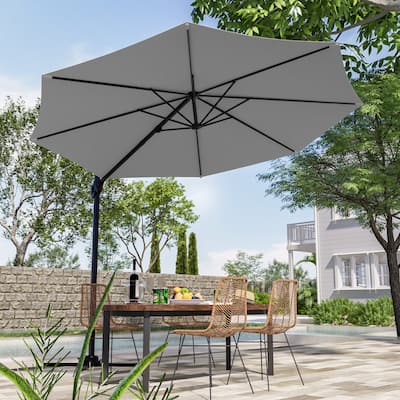 LIVOOSUN Outdoor 10FT Patio offset umbrella with Steel Cross Base