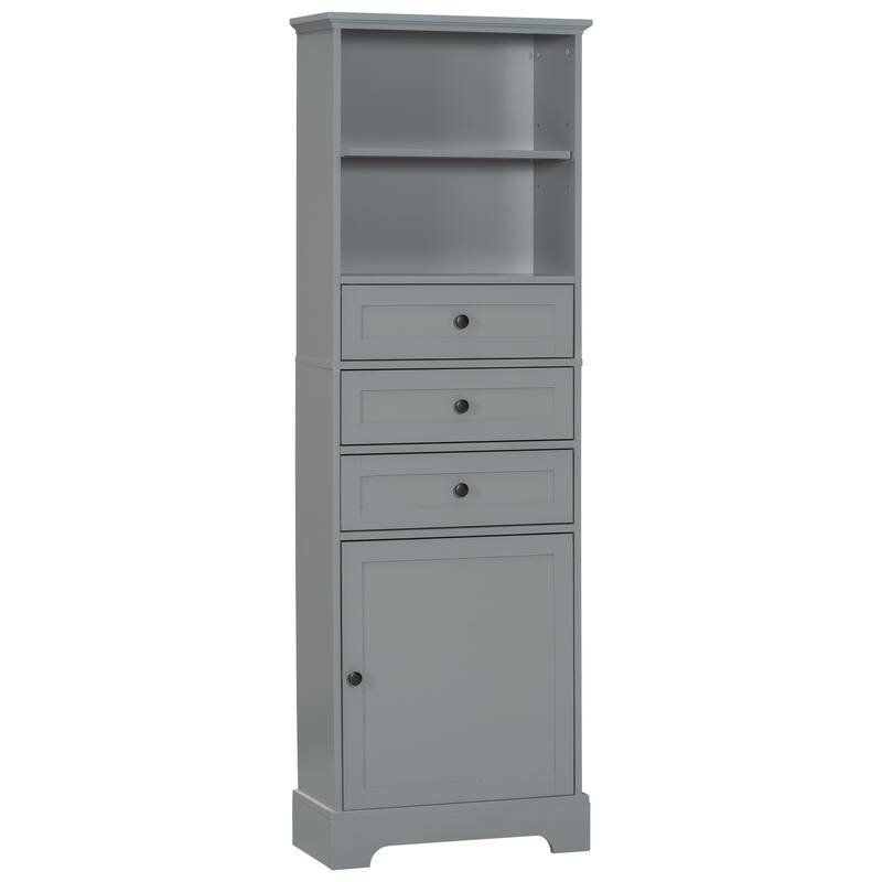 GDFStudio - Kael 67" Tall Storage Cabinet with Drawers & Adjustable Shelves, Modern MDF Organizer