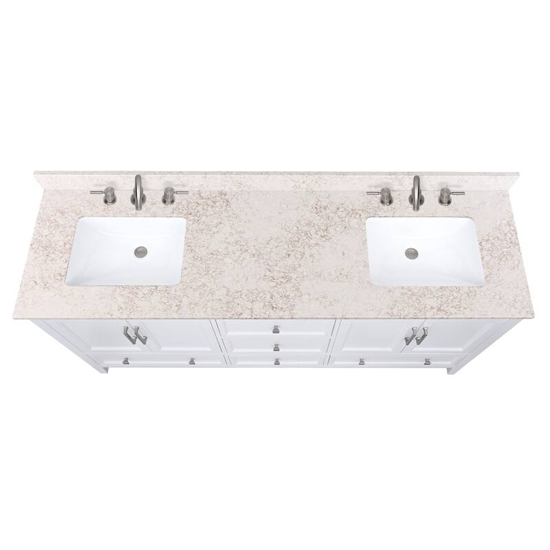 Avanity Quartz Vanity Top with Rectangular Undermount Sinks