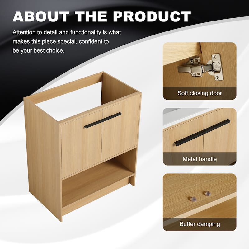 30" Bathroom Vanity, 2 doors, Freestanding Bathroom Cabinet Vanity, Plywood (Excluding Sink)