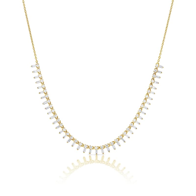 Joelle Collection Diamond Baguette Necklace 14K Gold 1.35ct - Yellow