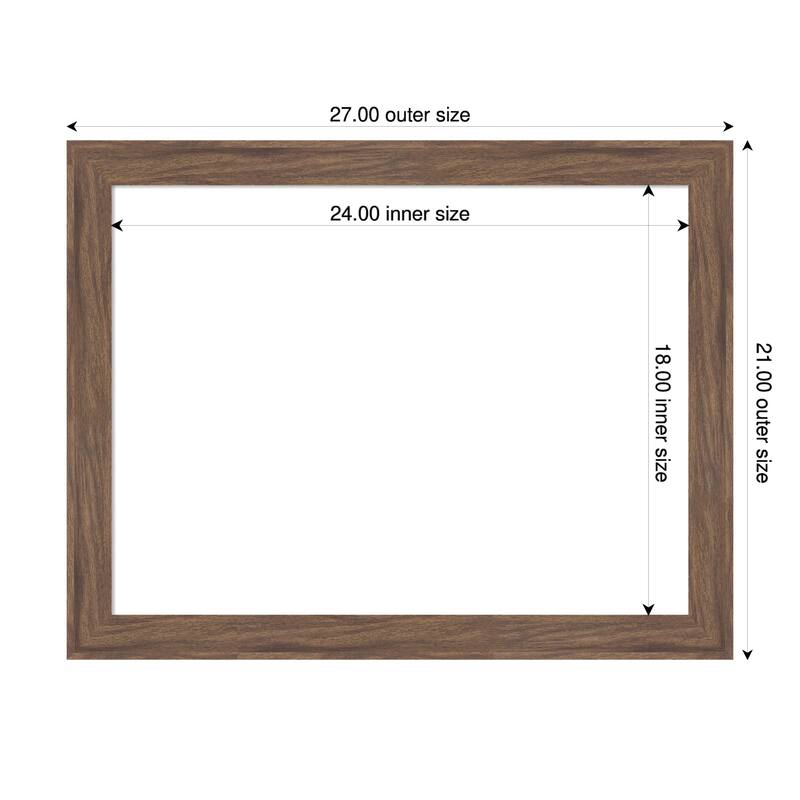 Pia Medium Brown Narrow Framed Dry Erase Magnetic Board - 27 x 21 in