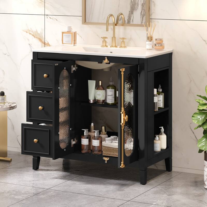 36-Inch Bathroom Vanity with 2 Soft-Close Doors & 3 Drawers