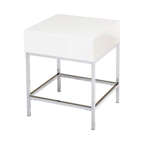 Simple Living White Metal Highgloss End Table 12525045
