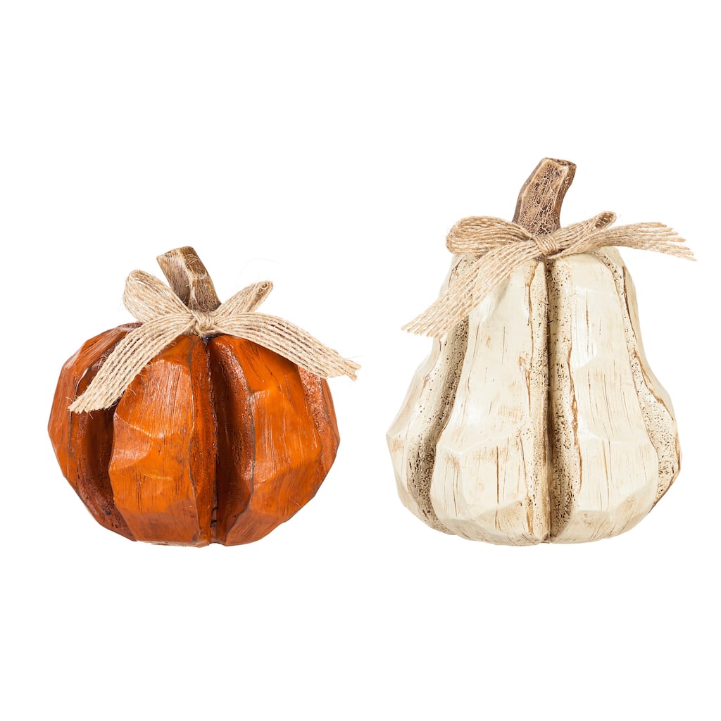 Resin Pumpkin Table Decor, Set of 2