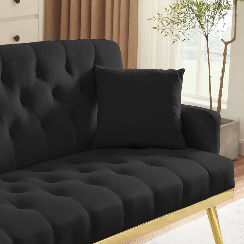55.5″ Velvet 2-Seater Sofa with 2 Pillows, Contemporary Style & Easy Assembly