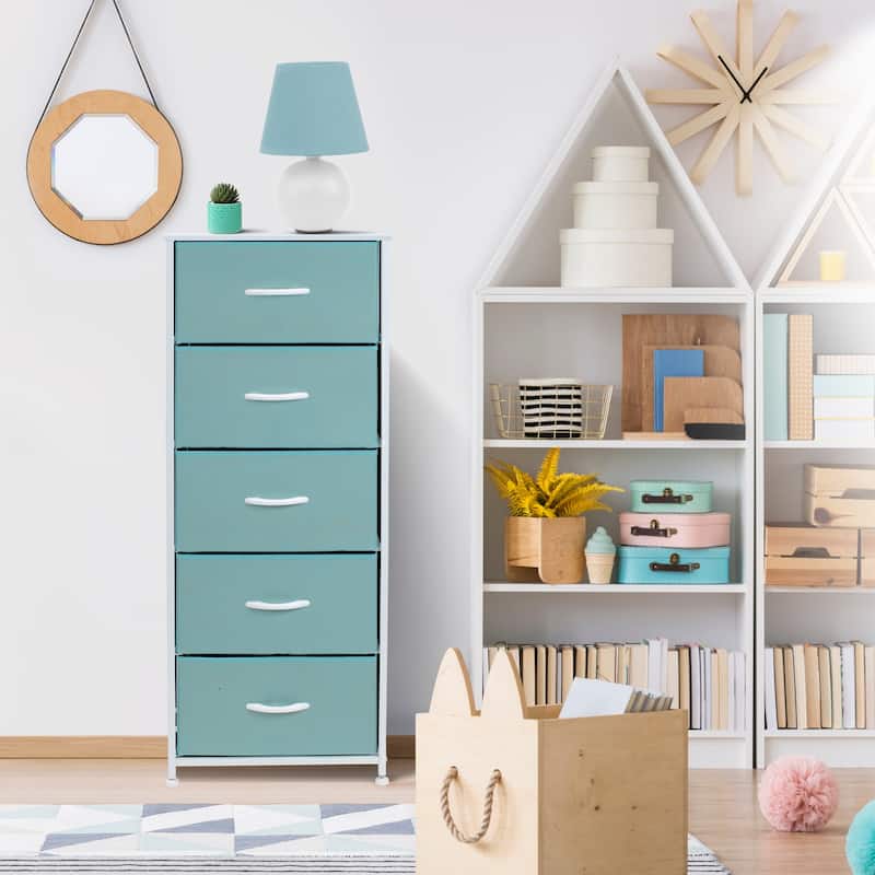 Sorbus Metal and Fabric Tall 5-drawer Chest Storage Organizer