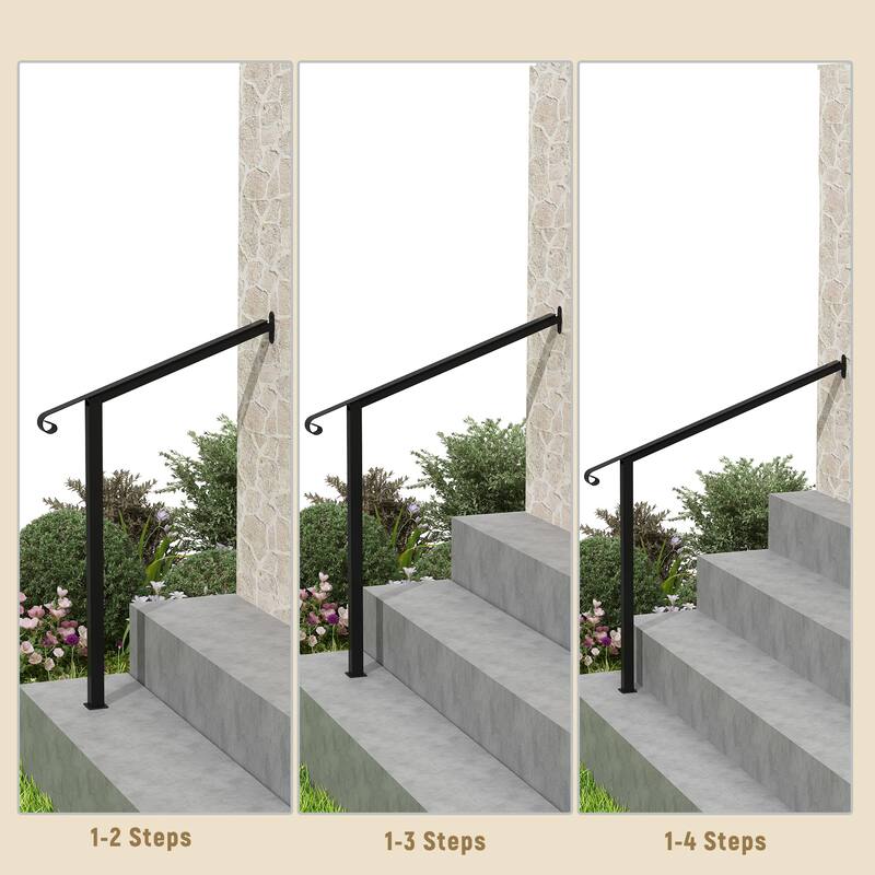 Iron Handrail Elegant Outdoor Rail for Stairs, Porches, and Walkways