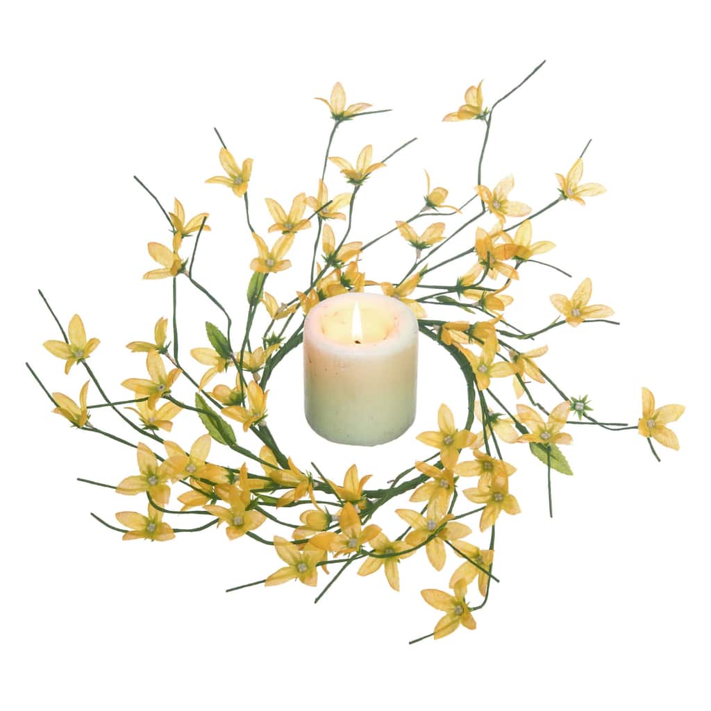 Transpac Fabric/Canvas 10 in. Spring Forsythia Candle Ring