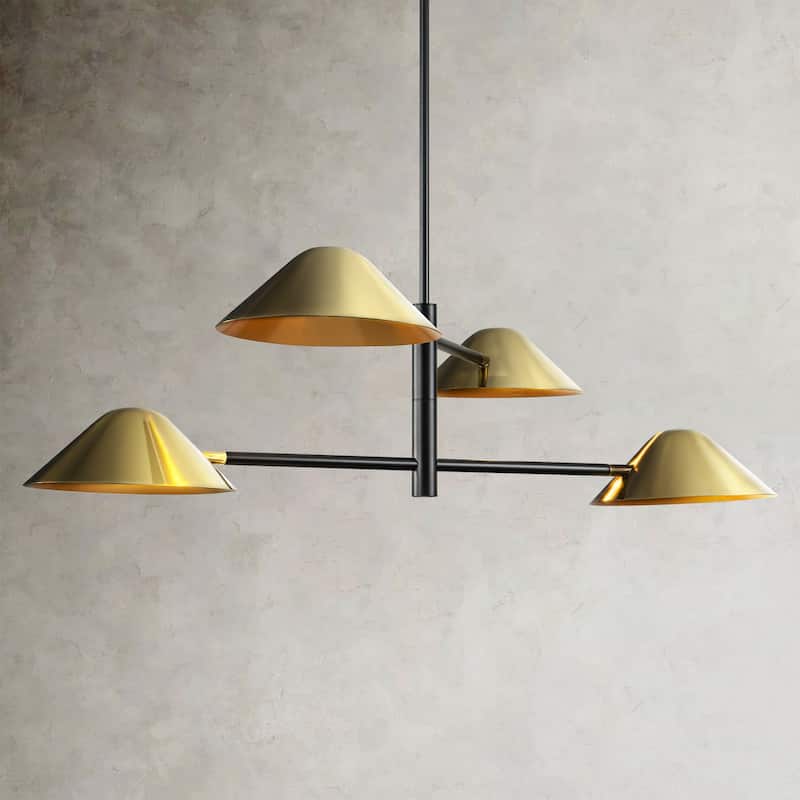 Rennnsan 4-Light Modern Industrial Linear Sputnik Gold Chandelier for Dining Room - 4-Light 40.5 in. W