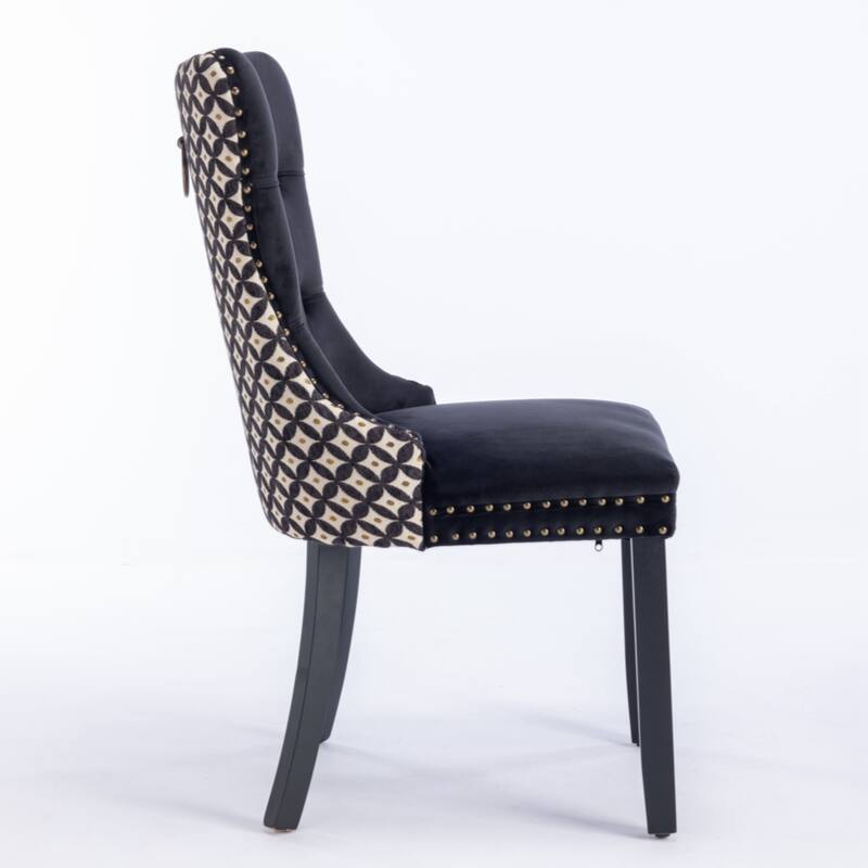 High-end Tufted Solid Wood Contemporary Velvet Upholstered Dining Chair,SET OF 2