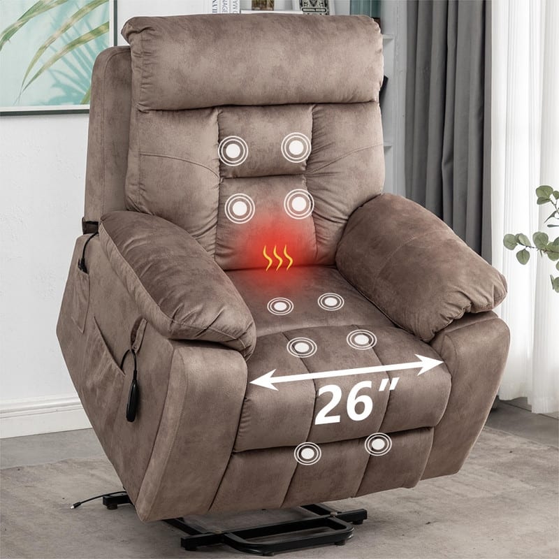 Flagship Oversized Velvet Power Lift Recliner - Recliner Chair with Massage,Heating and Assisted Standing