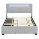 preview thumbnail 4 of 12, LED Platform Bed Queen Bed Frame with Twin XL Size Trundle and 2 Drawers Underneath, Wood Slat Support, Grey Teddy Fleece