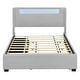preview thumbnail 5 of 12, Teddy Fleece Wingback Bed Frame wPull-out Trundle Bed, LED Light Bars and 2 Drawers, Gray Platform Queen Bed for Bedroom
