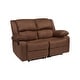 preview thumbnail 1 of 2, Offex Chocolate Brown Microfiber Loveseat with 2 Built In Recliners - 56"W x 35" - 64"D x 38"H