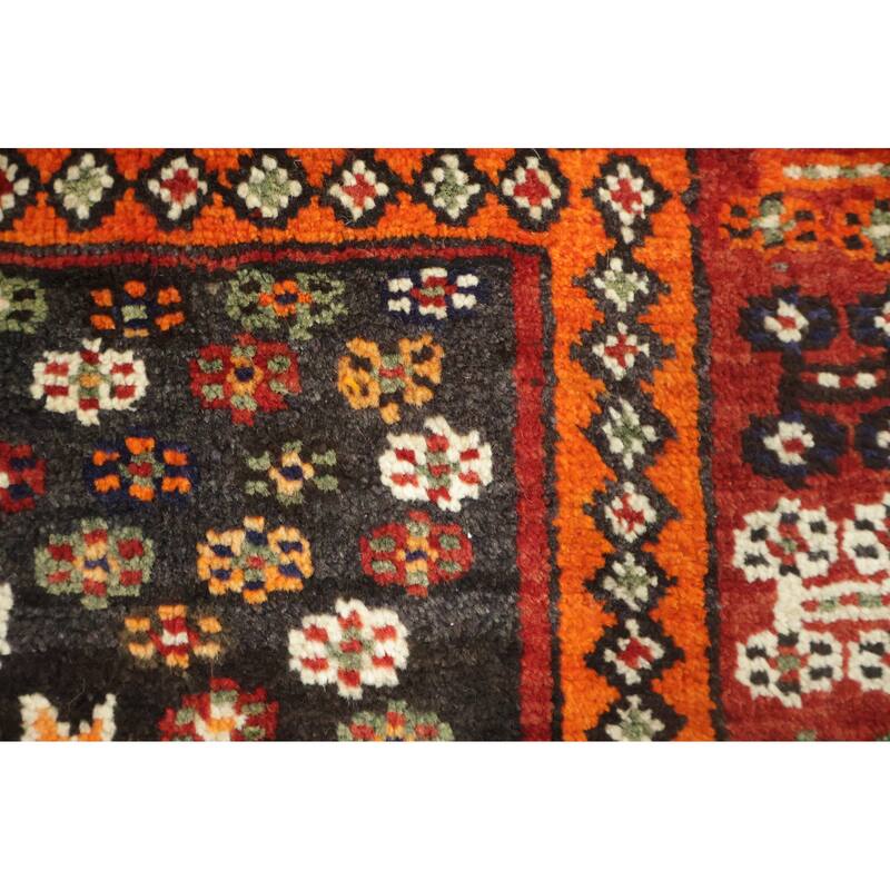 Hand Knotted Oriental 100% Wool Carpet Traditional Tribal Red Shiraz Area Rug - 6' 8'' X 3' 8''