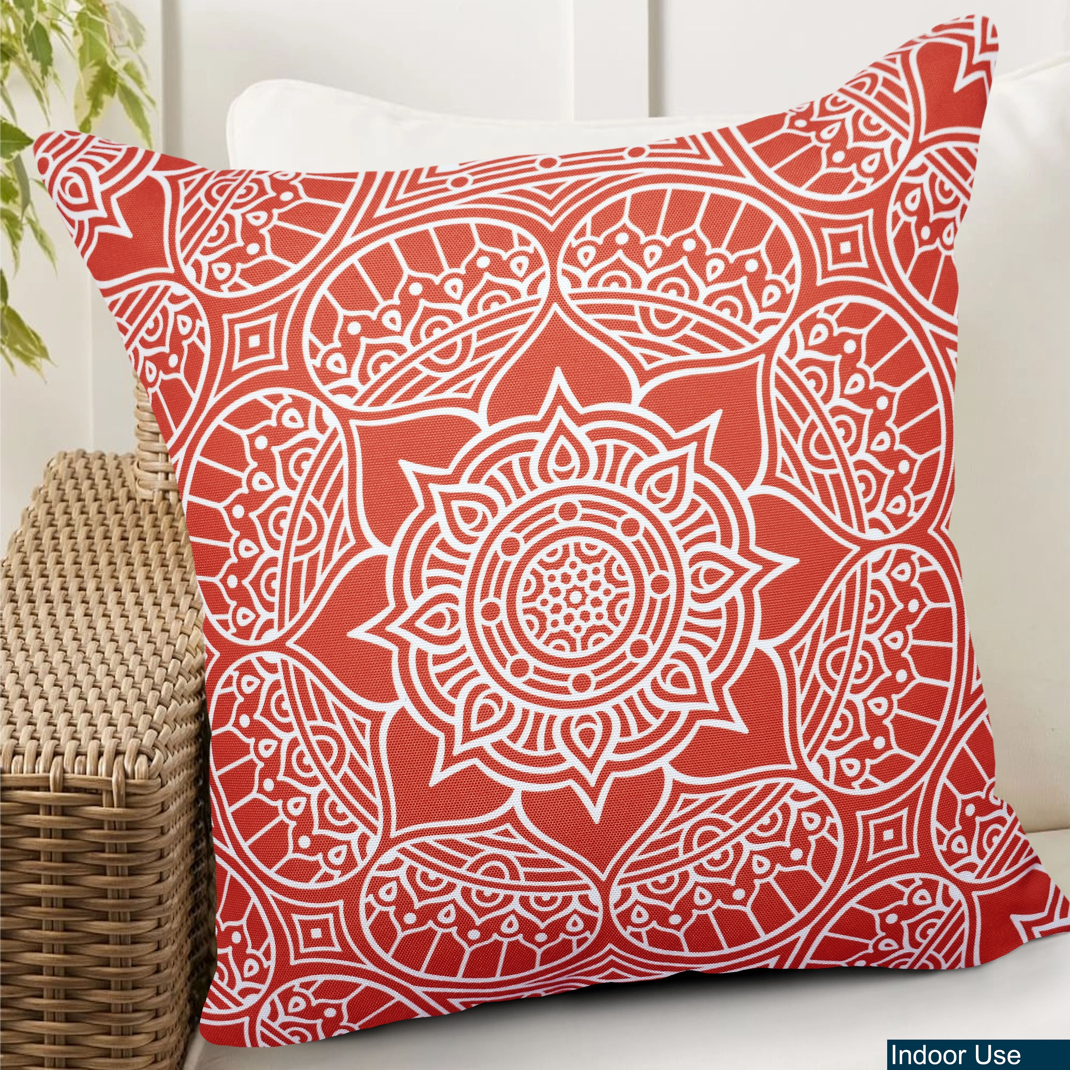 Decorative Indoor Outdoor Weatherproof Lumbar Throw Pillow with Inserts – 18x18 Inches