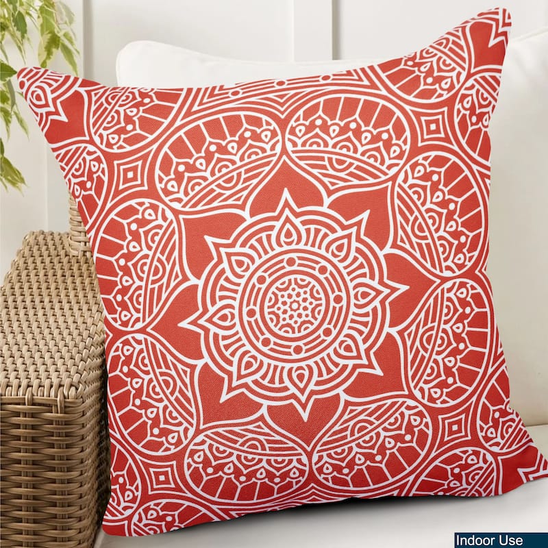 Decorative Indoor/Outdoor Weatherproof Lumbar Throw Pillows with Inserts (Set of 2) -12x20 - 18x18 Inches