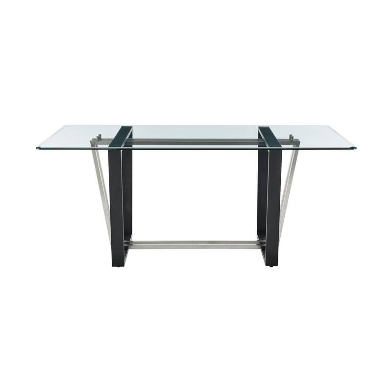 Kai Anastasia 5 Piece Rectangular Glass Dining Table Set with Metal Frame and Upholstered Chairs