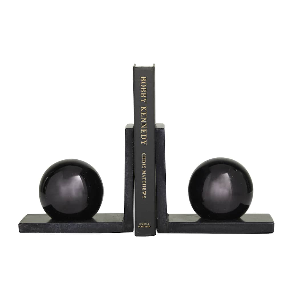 Marble Orb 7 lbs Decorative Bookends - Set of 2 Black or Gold - CosmoLiving by Cosmopolitan