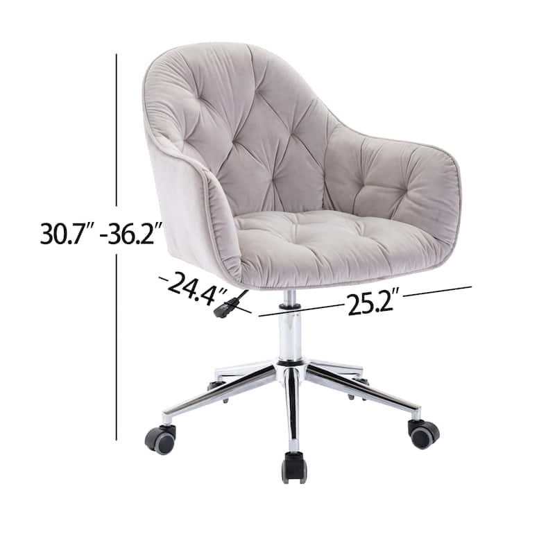Corvus Hernals Velvet Tufted Adjustable Swivel Home Office Chair