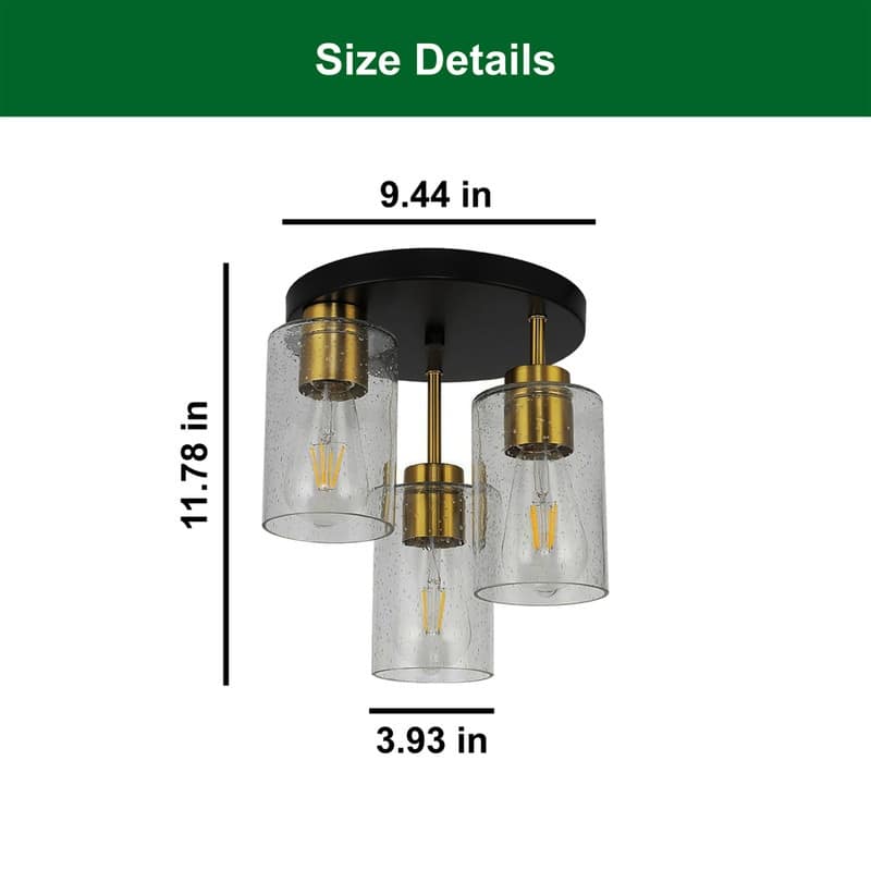 3 Light bulb light black gold ceiling light metal kitchen light - N/A