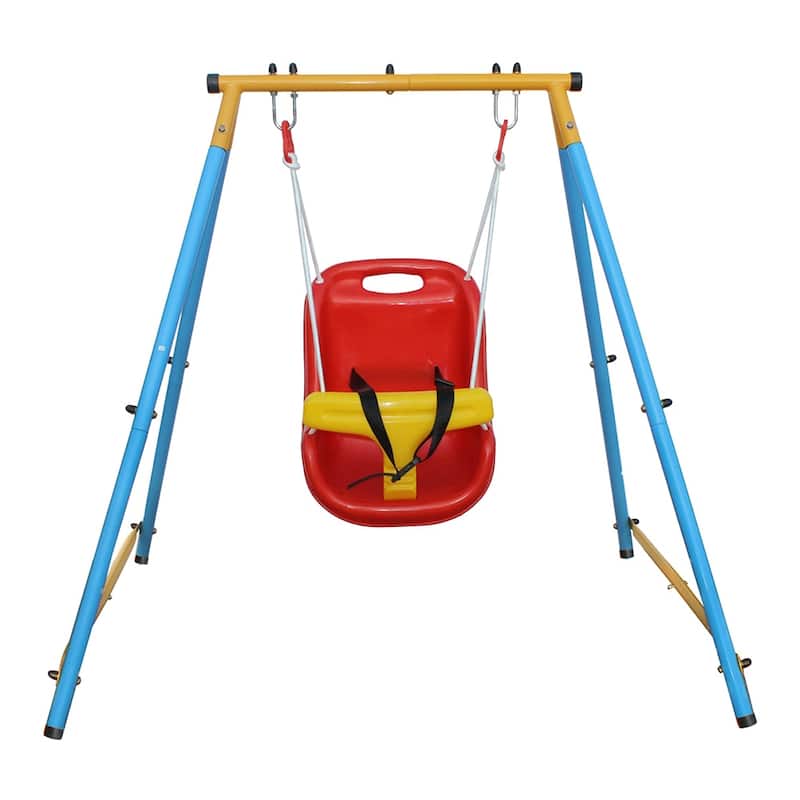 Playground Indoor/Outdoor Playset Full Bucket Baby Toddler Swing Sets - Red